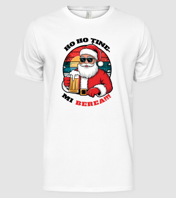 Ho ho ține mi berea! alb model alb pe tricou