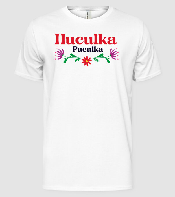 Huculka Puculka model alb pe tricou