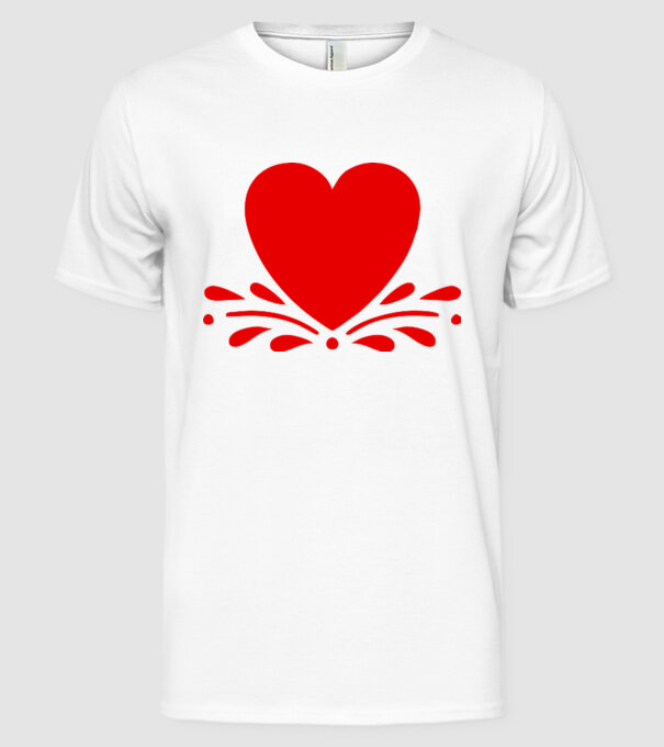 inimă Valentine model alb pe tricou