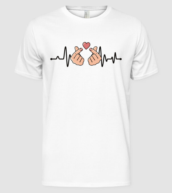 Kpop heartbeaT model alb pe tricou