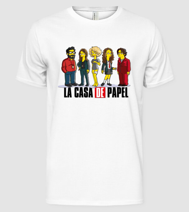 la casa de papel simpson model alb pe tricou