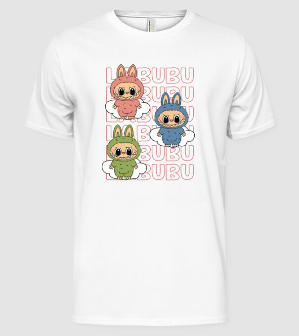 LABUBU model alb pe tricou