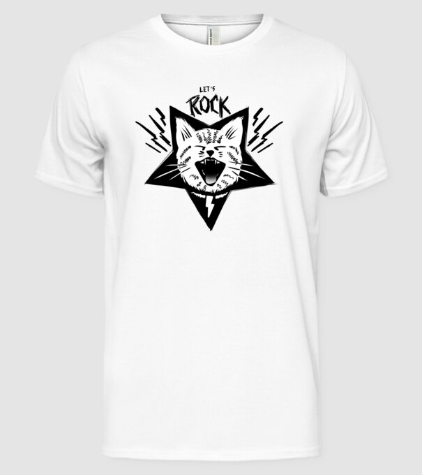 Let's Rock model alb pe tricou