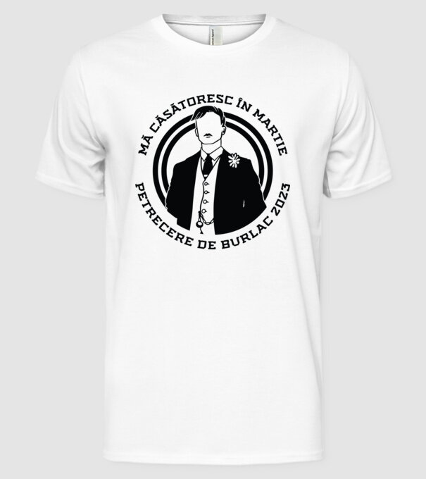 mă căsătoresc în martie - petrecere de burlac model alb pe tricou