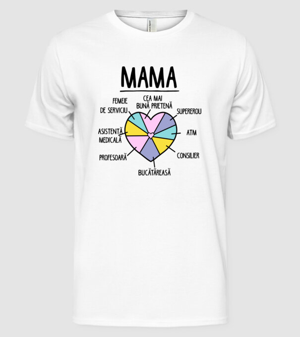 Mama cea mai bună prietenă, supererou model alb pe tricou