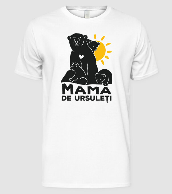 Mamă de ursuleți model alb pe tricou
