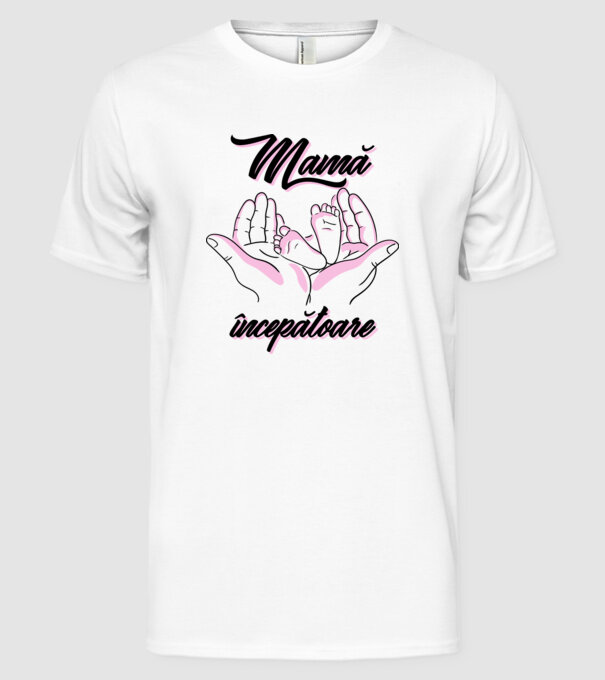 Mamă începătoare model alb pe tricou