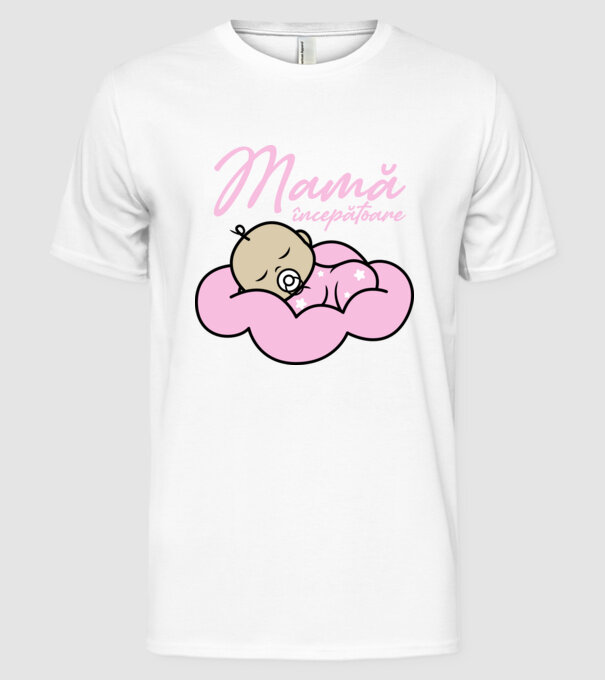 Mamă începătoare model alb pe tricou