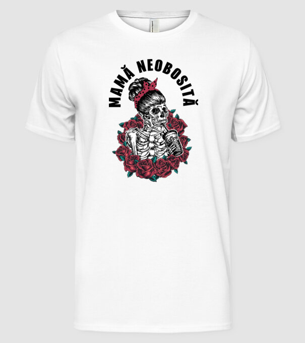 Mamă neobosită model alb pe tricou