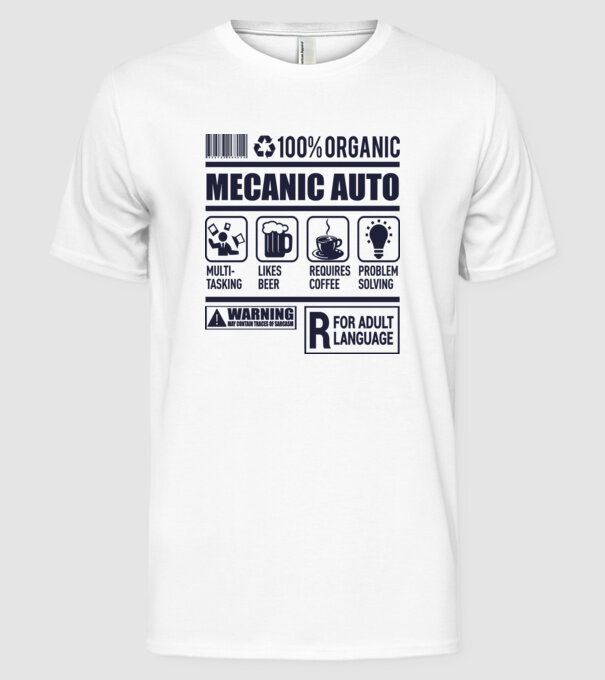 MECANIC AUTO model alb pe tricou
