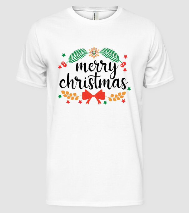 Merry christmas model alb pe tricou