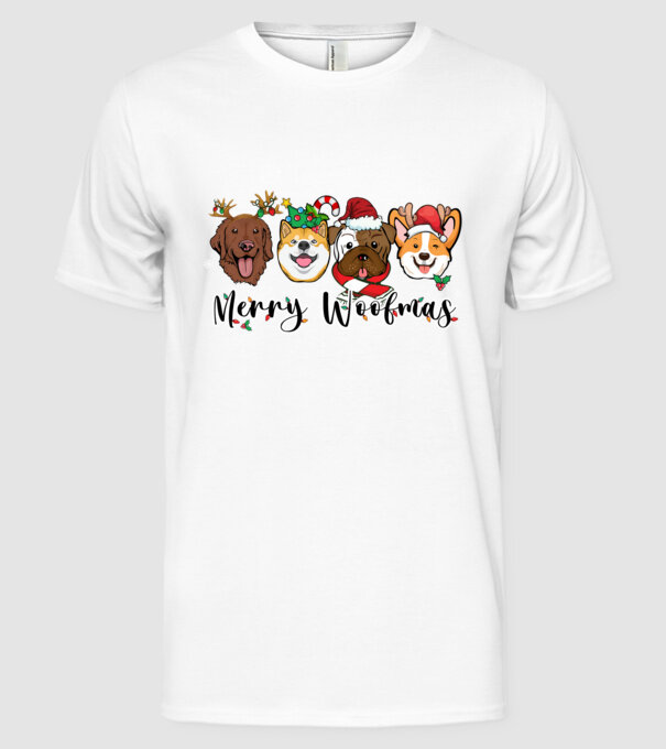 Merry woofmas 2 model alb pe tricou
