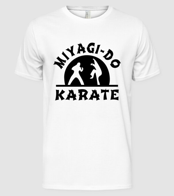 Miyagi-do karate black model alb pe tricou