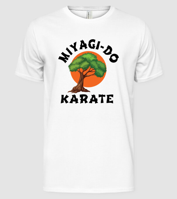 Miyagi-do karate logo model alb pe tricou
