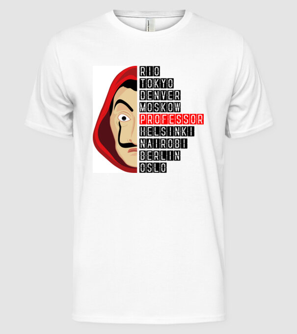 money heist cities model alb pe tricou