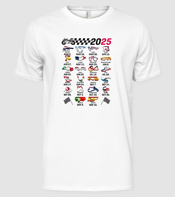 MOTOGP 25 CALENDAR alb model alb pe tricou