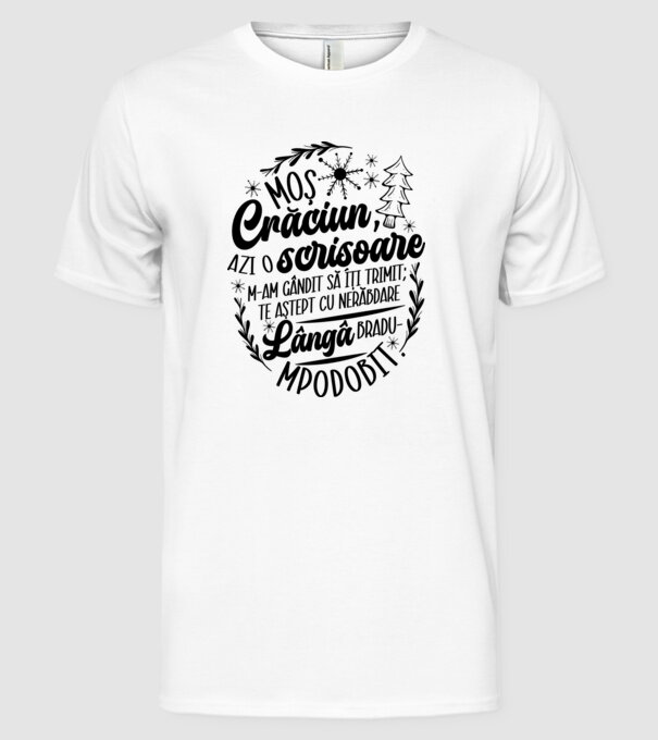 Moş Crăciun model alb pe tricou