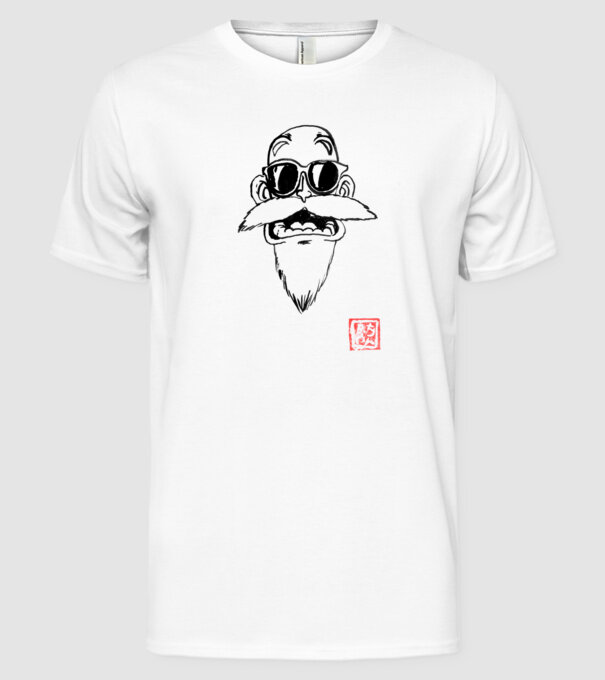 muten roshi art model alb pe tricou