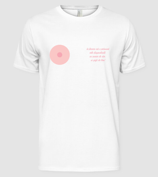 în fiecare oră o persoană este diagnosticată cu cancer de sân. ai grijă de tine! model alb pe tricou