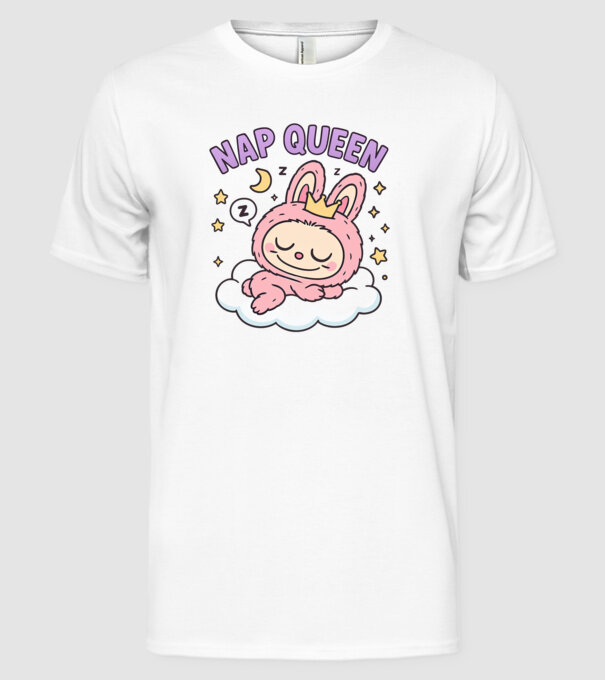 Nap Queen model alb pe tricou
