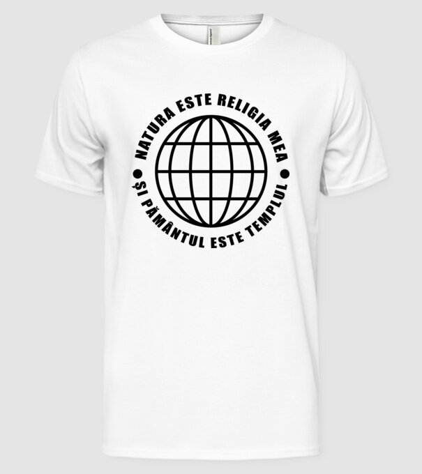 Natura este religia mea model alb pe tricou