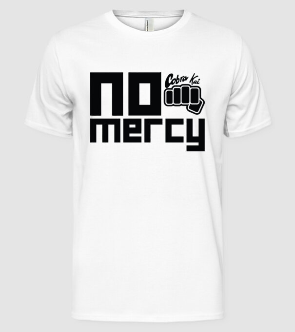 No mercy cobra kai model alb pe tricou