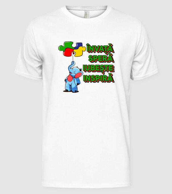 Învață, speră, iubește, inspiră model alb pe tricou