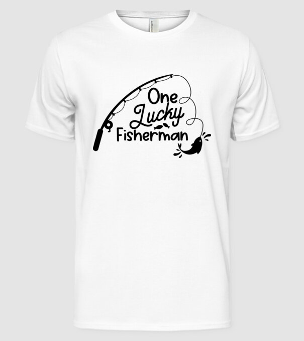 One lucky Fisherman model alb pe tricou