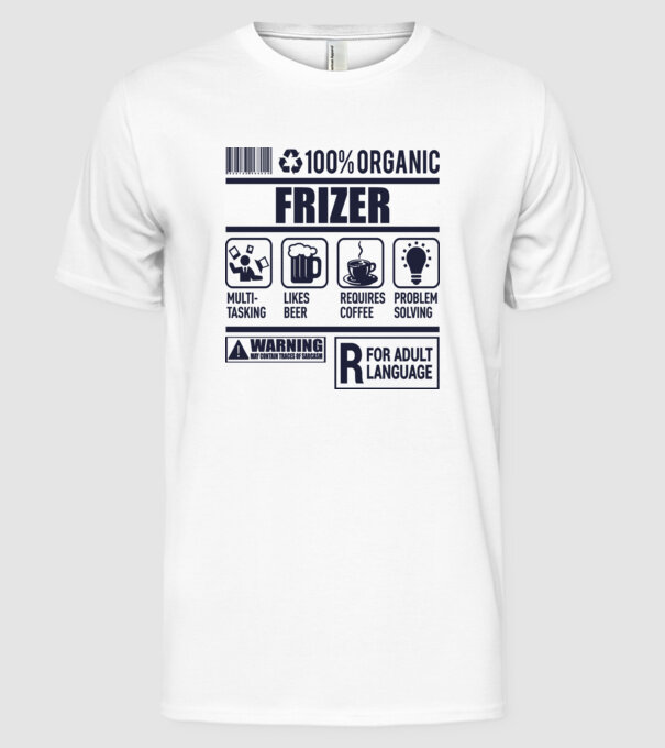 Organic_FRIZER model alb pe tricou