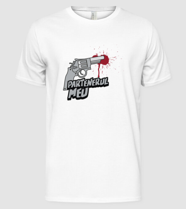 partenerul meu model alb pe tricou