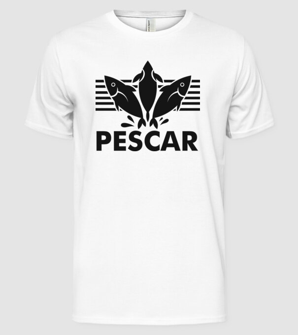 Pescar original model alb pe tricou