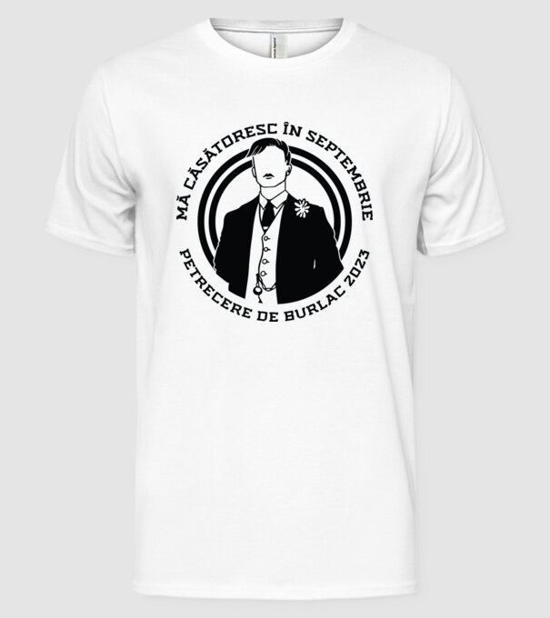 Petrecere de burlac septembrie model alb pe tricou