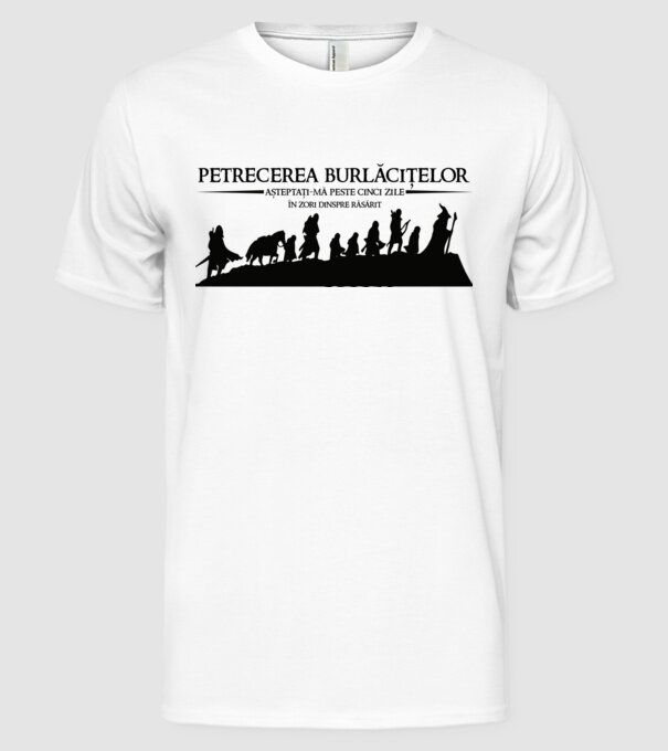petrecerea burlăcițelor - așteptați-mă peste cinci zile - în zori dinspre răsărit model alb pe tricou
