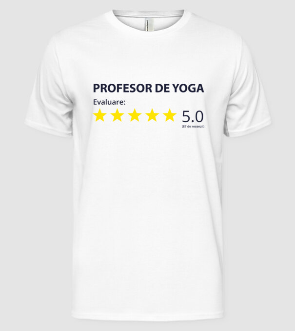 profesor de yoga evaluare model alb pe tricou