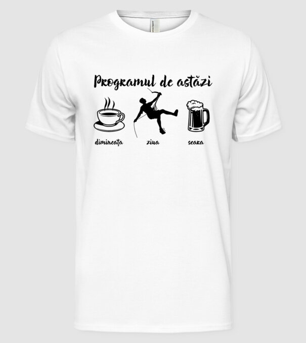 programul de astăzi: dimineața, ziua, seara model alb pe tricou
