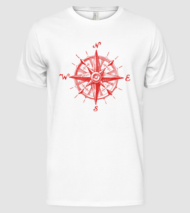 Puncte cardinale model alb pe tricou