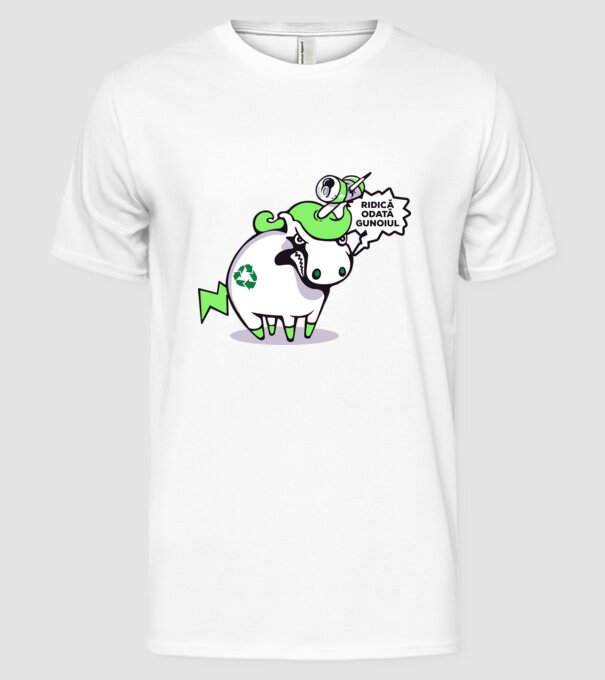 Ridică odată gunoiul model alb pe tricou