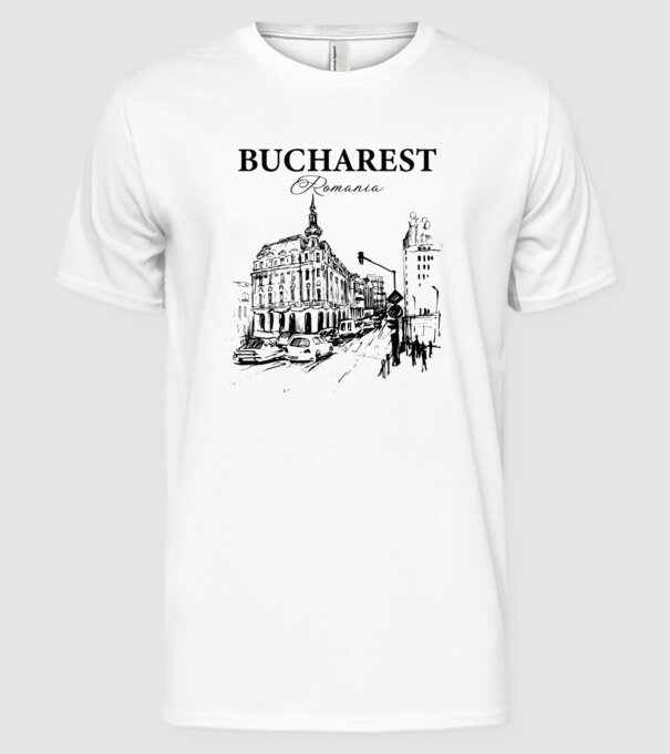 România Bucharest vintage model alb pe tricou