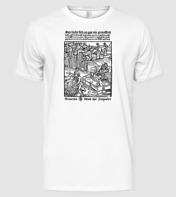 România dracula dark model alb pe tricou