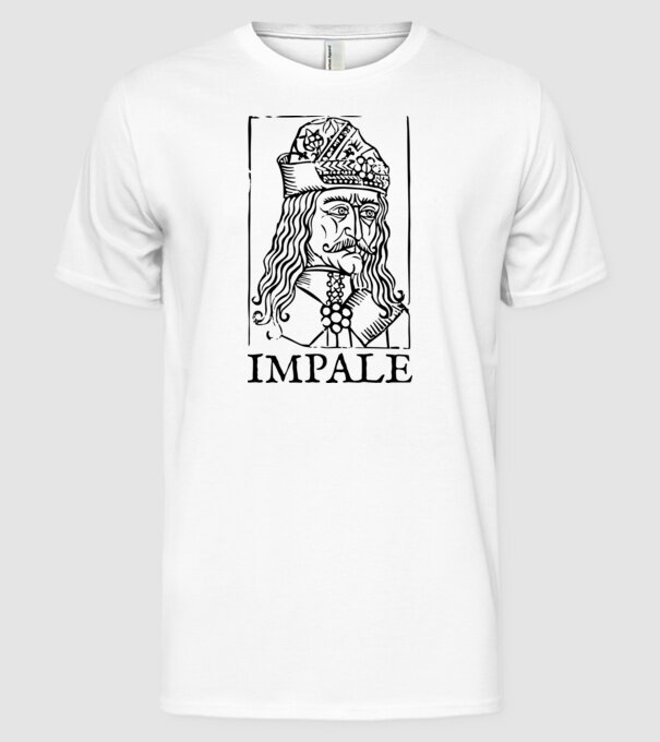 România dracula impale model alb pe tricou