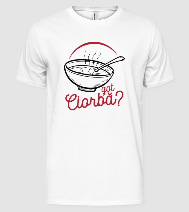 România Got ciorbă model alb pe tricou