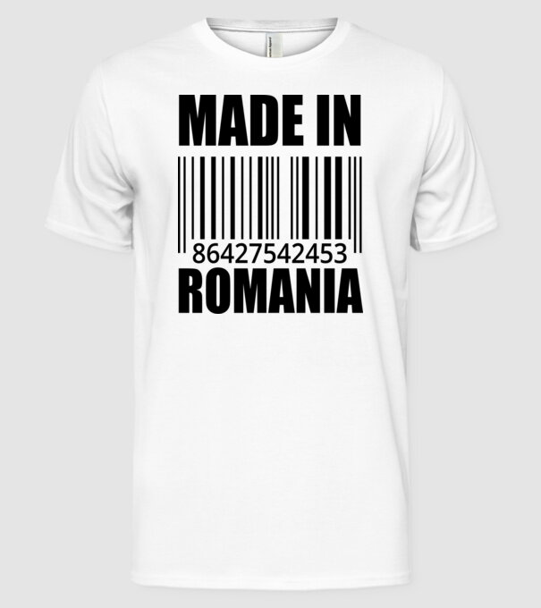 România made in model alb pe tricou