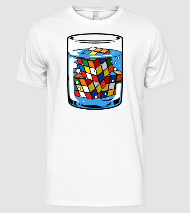 Rubik Ice model alb pe tricou