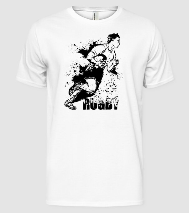 Rugby model alb pe tricou