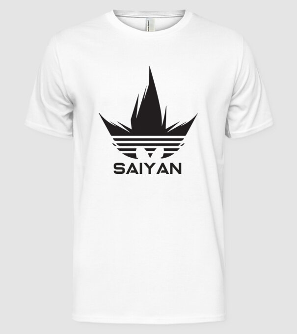 saiyan logo model alb pe tricou