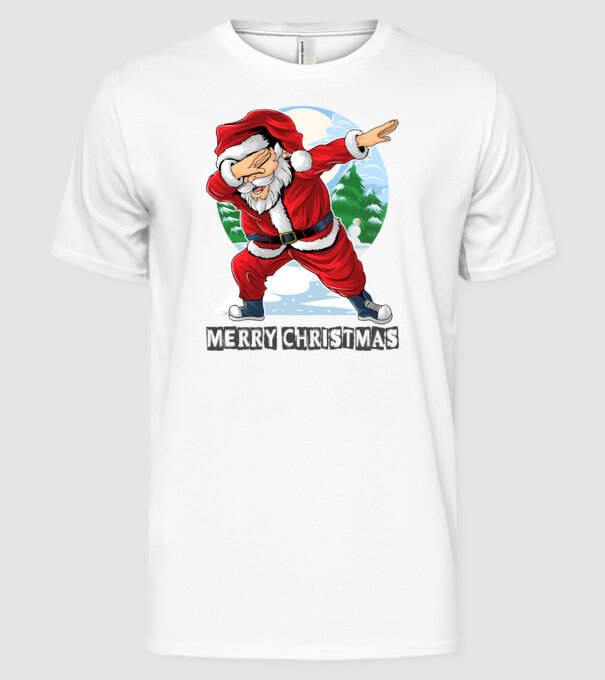 Santa merry christmas model alb pe tricou