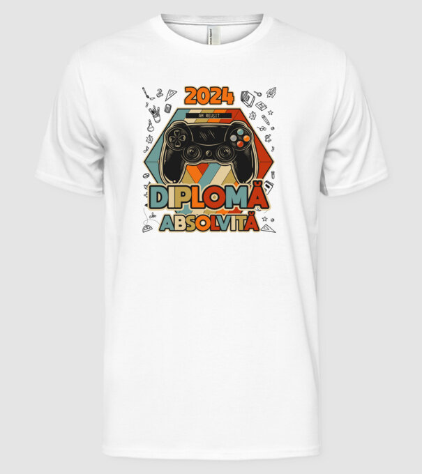școala generală diplomă model alb pe tricou