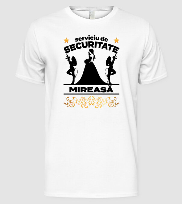 serviciu de securitate mireasă model alb pe tricou
