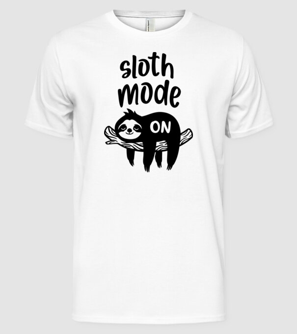 Sloth mode on model alb pe tricou