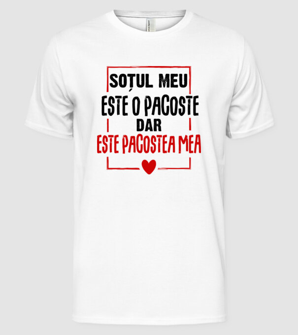 soțul meu este o pacoste model alb pe tricou